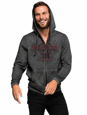 Hard Rock Cafe Orlando Men's Charcoal Zip Hoodie Sweater
